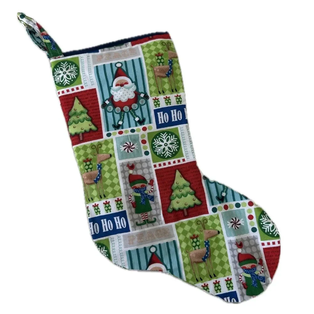 Handmade Handcrafted Novelty Faux Christmas Theme Patchwork Stocking